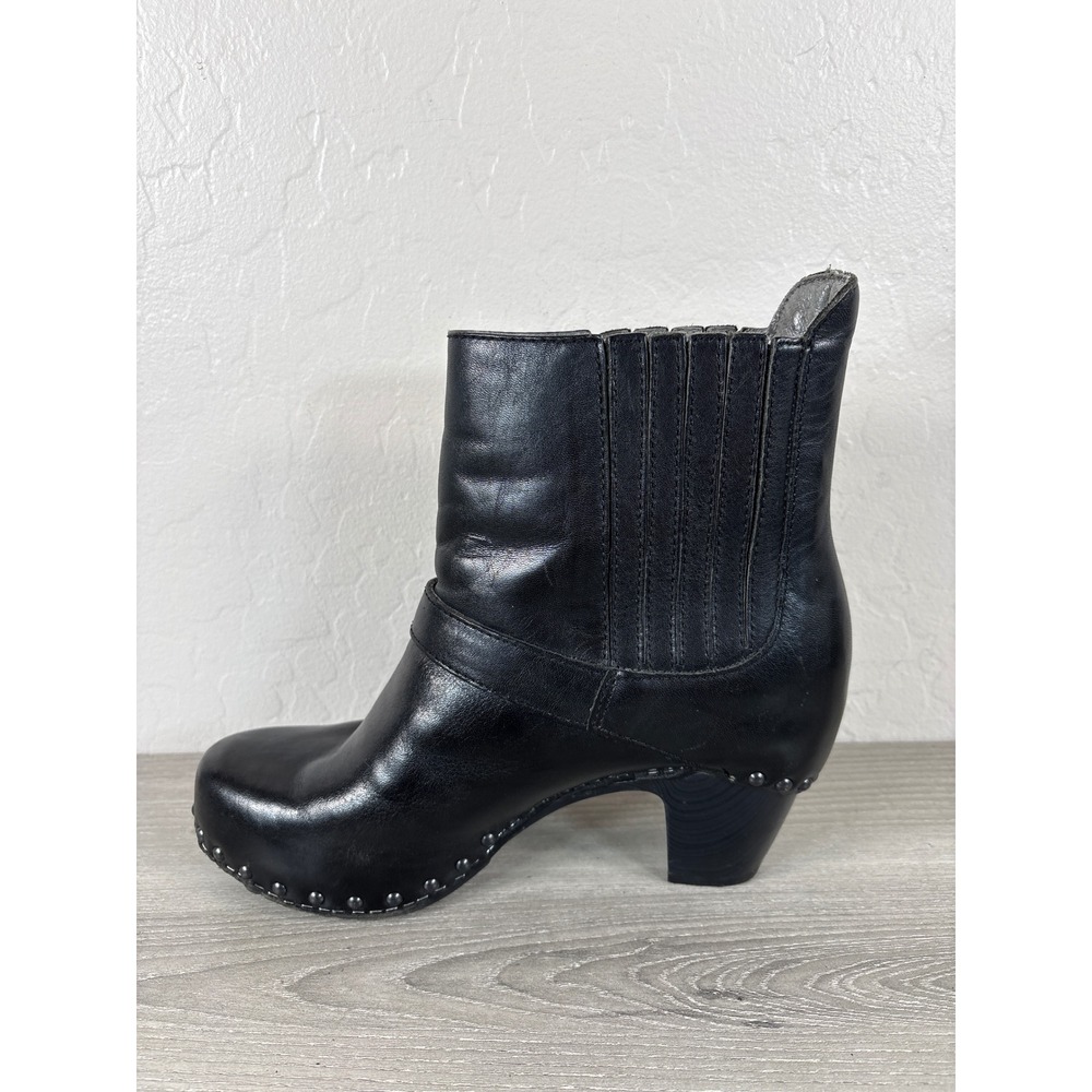 Dansko Black Leather Clog Ankle Boots Buckle Studded Block Heel Size 39 - Picture 3 of 8